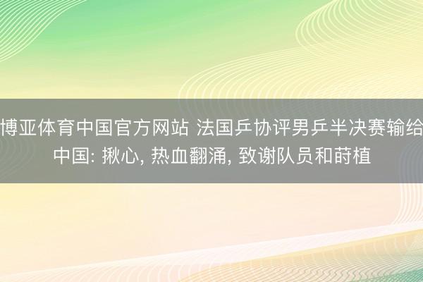 博亚体育中国官方网站 法国乒协评男乒半决赛输给中国: 揪心， 热血翻涌， 致谢队员和莳植