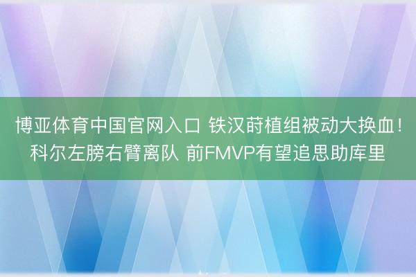 博亚体育中国官网入口 铁汉莳植组被动大换血！科尔左膀右臂离队 前FMVP有望追思助库里