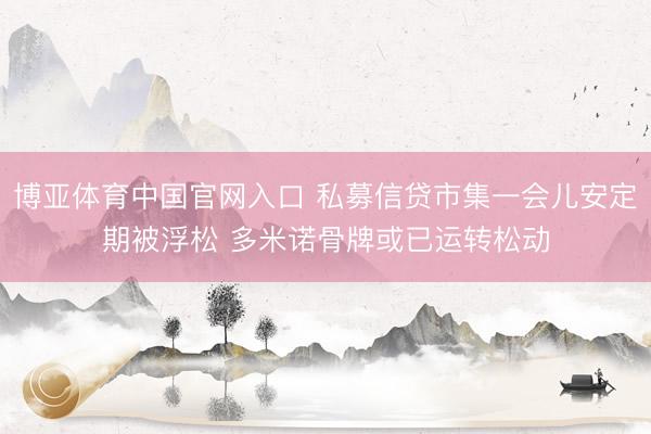 博亚体育中国官网入口 私募信贷市集一会儿安定期被浮松 多米诺骨牌或已运转松动