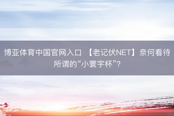 博亚体育中国官网入口 【老记伏NET】奈何看待所谓的“小寰宇杯”？
